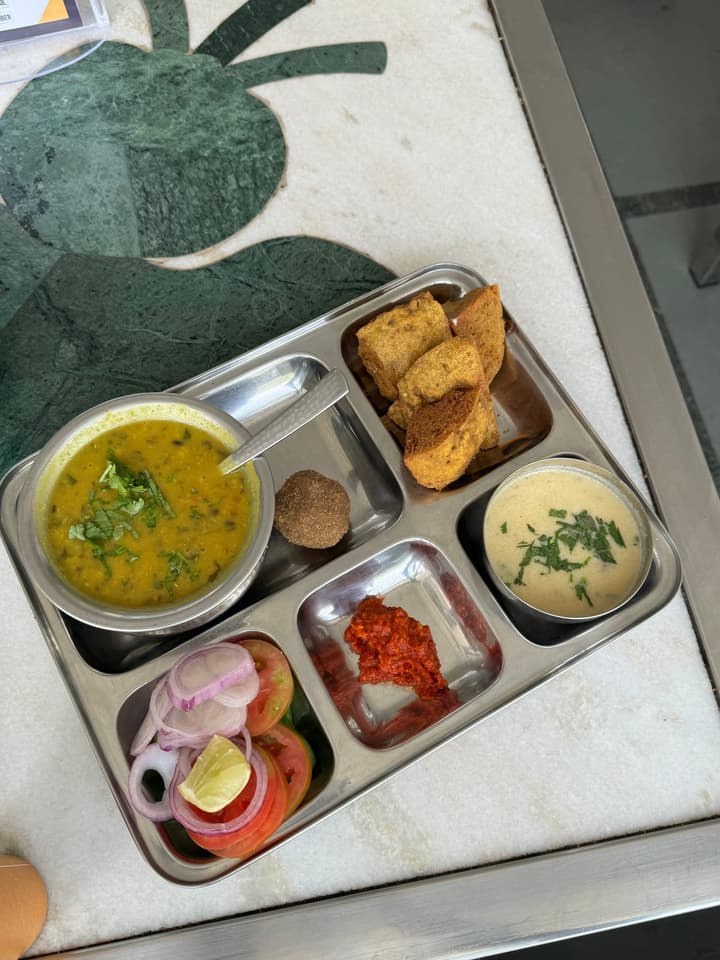 My first experience with Daal Baati Churma, but this wasn't the typical kind