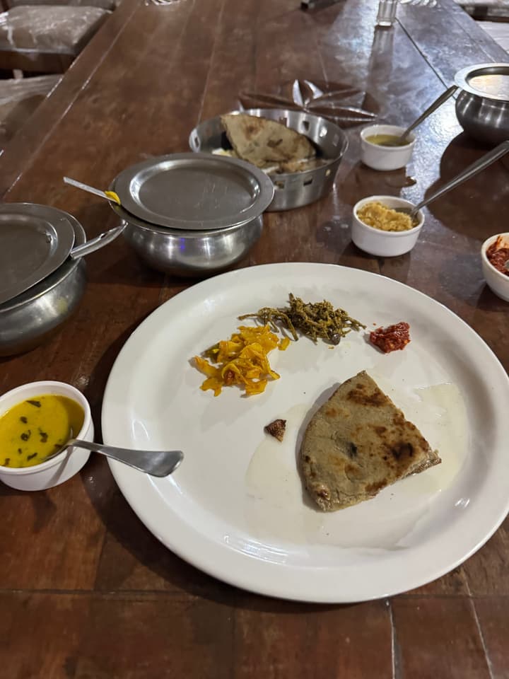 So much ghee. Not a fan of the Bajra Rotlo. Kadhi was so so good tho!